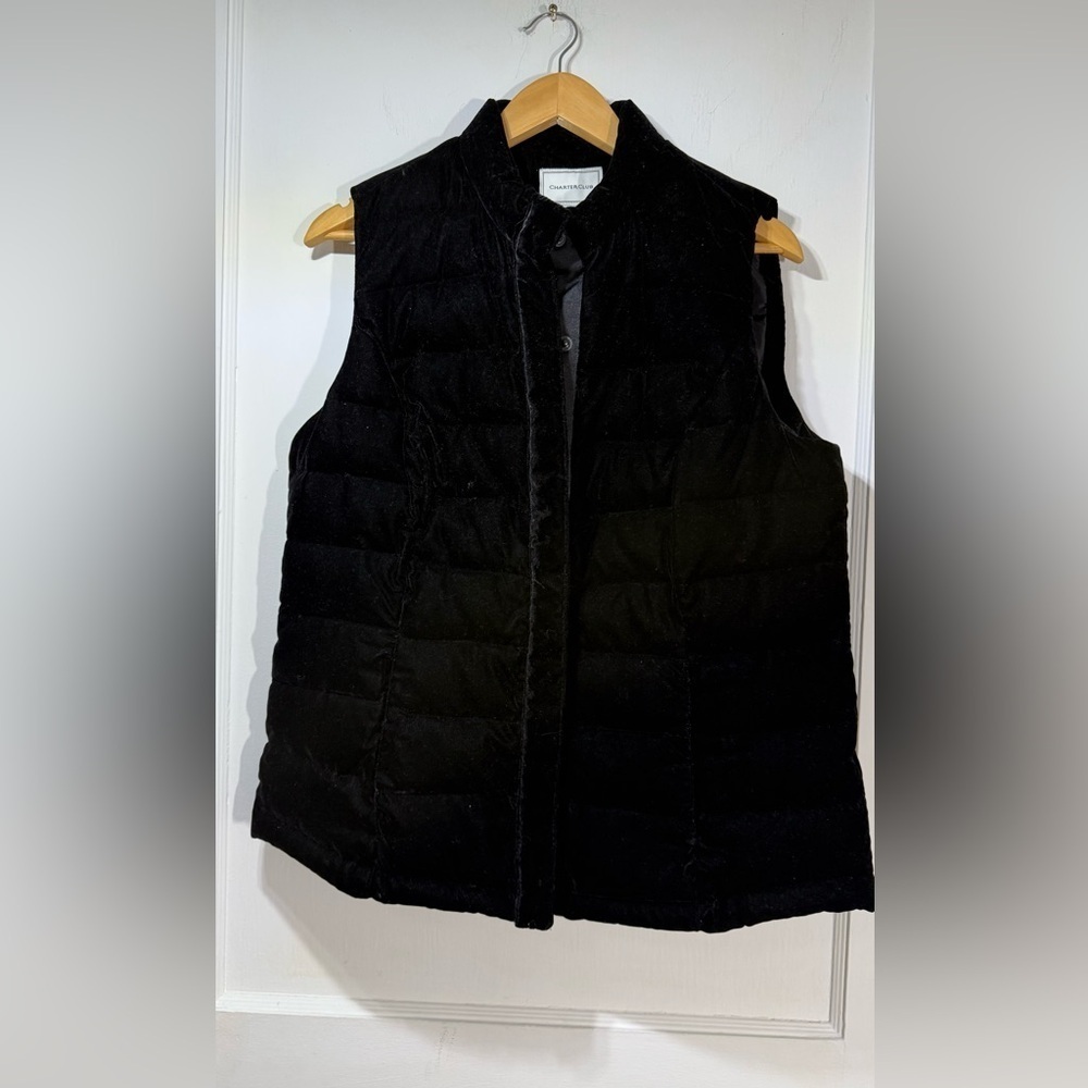Charter Club Black Velvet Puffer Vest